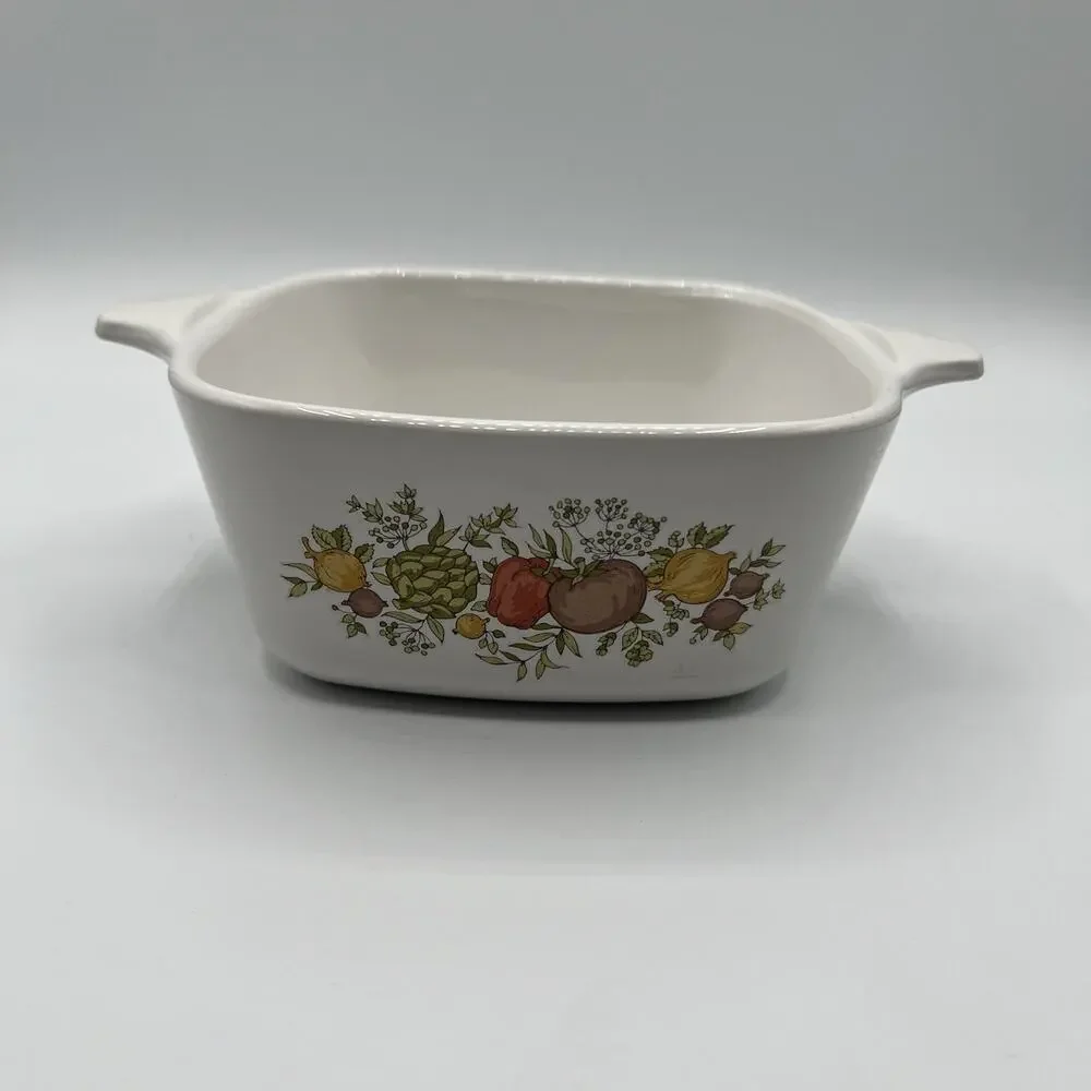 Vintage CorningWare P-43-B 2.75 Cup Casserole Dish Vegetable Pattern Spice Of